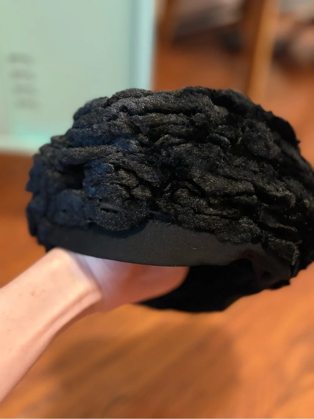 Vintage Black Textured Knit Beret - Picture 2 of 7